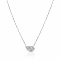 small paisley pave necklace in white gold
