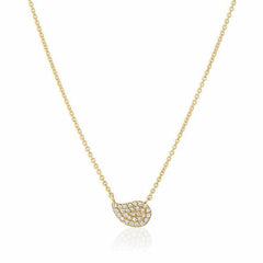 small paisley pave necklace in yellow gold