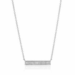 Channel set baguette diamond necklace in white gold