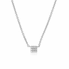 petite square necklace in white gold