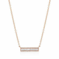 Channel set baguette diamond necklace in rose gold