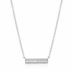 Channel set baguette diamond necklace in white gold