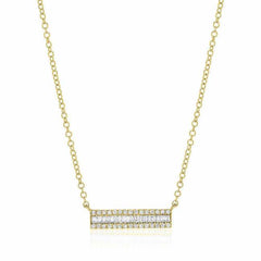 Channel set baguette diamond necklace in yellow gold