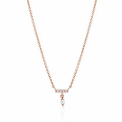 heirloom petite baguette dangle necklace in rose gold