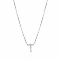 heirloom petite baguette dangle necklace in white gold