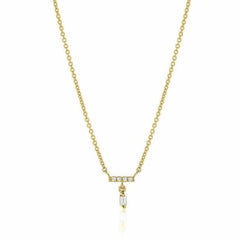heirloom petite baguette dangle necklace in yellow gold