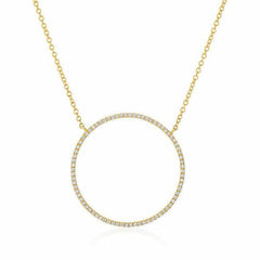 large open circle necklace with diamonds in yellow gold