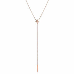 starburst and dagger mini lariat necklace in rose gold
