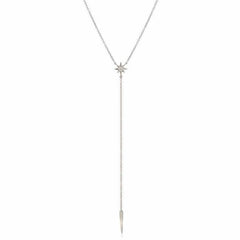 starburst and dagger mini lariat necklace in white gold
