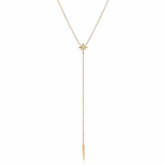starburst and dagger mini lariat necklace in yellow gold