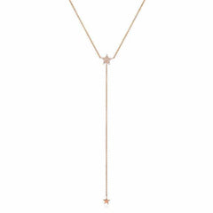 star mini lariat necklace in rose gold