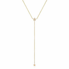 star mini lariat necklace in yellow gold