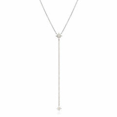 starburst mini lariat necklace in white gold