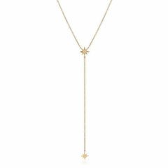 starburst mini lariat necklace in yellow gold