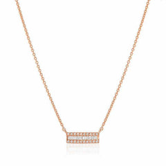 heirloom baguette diamond mini bar necklace in rose gold