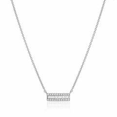 heirloom baguette diamond mini bar necklace in white gold