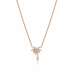 palm tree necklace in rose gold