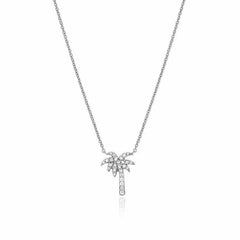 palm tree necklace in white gold