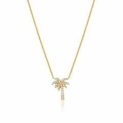 palm tree necklace in yellow gold
