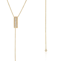 heirloom bar and bezel lariat necklace in 14k yellow gold