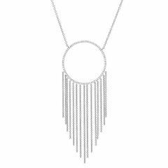 Large open circle necklace with chain fringe
