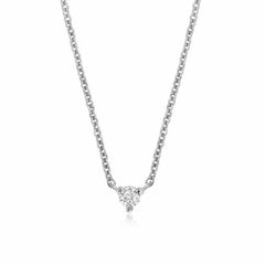 petite prong set diamond necklace in white gold