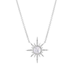 Starburst Rainbow Moonstone & Diamond Necklace