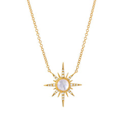 Starburst Rainbow Moonstone & Diamond Necklace