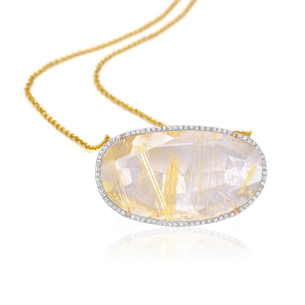 One of a Kind Golden Rutilated Quartz Necklace