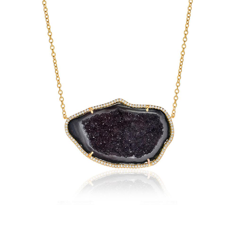 One of a Kind Geode and Diamond Necklace