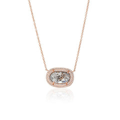 One of a Kind Diamond Slice Double Halo Necklace
