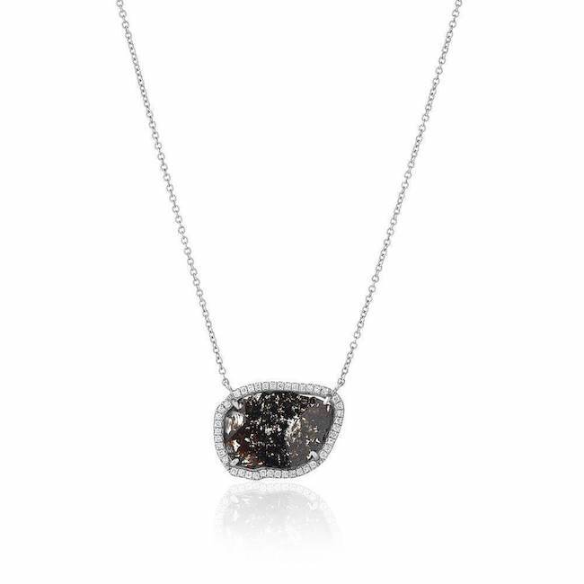 one of a kind diamond slice necklace in white gold