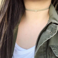 Pave pear shape choker in yellow gold