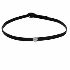 Pave pear shape choker in white gold