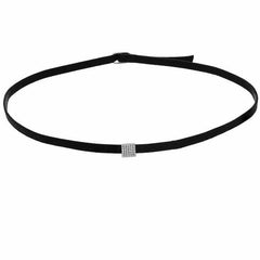 square thin choker in white gold