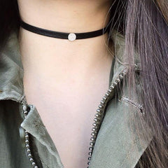 Pave circle choker in yellow gold
