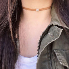 Pave circle choker in yellow gold