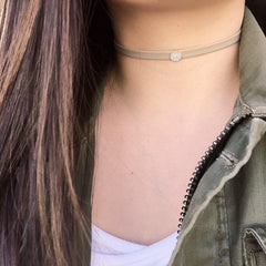 Pave circle choker in yellow gold