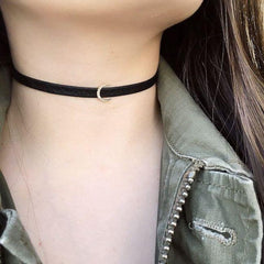 crescent moon choker in rose gold