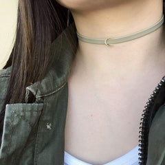 crescent moon choker in rose gold