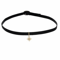 starburst dangle choker in yellow gold
