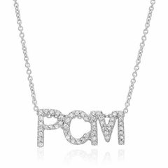 petitie triple block inital necklace in white gold
