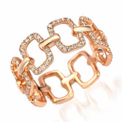emerlad chain link eternity band in rose gold