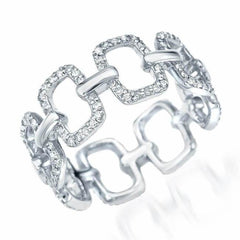 emerlad chain link eternity band in white gold