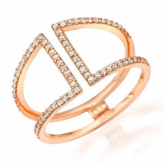short cuff ring with diamonds in rose gold
