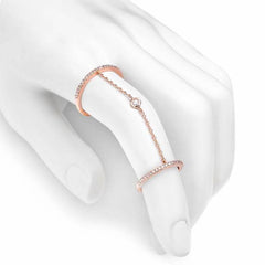 double band chain ring with diamonds in rose gold