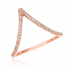 chevron ring with diamonds in rose gold