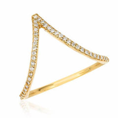 chevron ring with diamonds in yellow gold