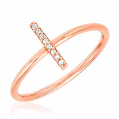 stick ring with diamonds in rose gold