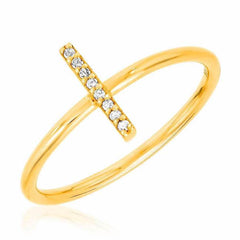 stick ring with diamonds in yellow gold